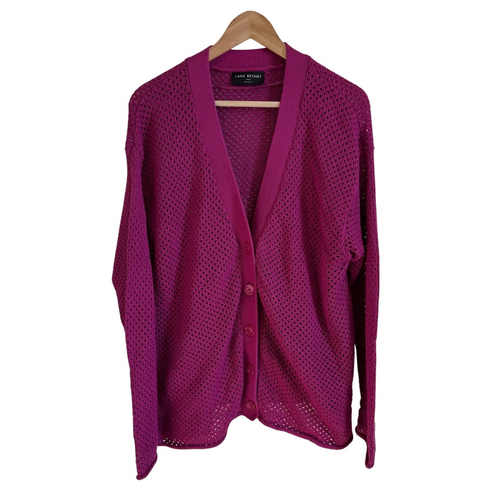 Lane Bryant Plus Size Cardigan 14/16 Purple‎ Cotton Knit Button Front